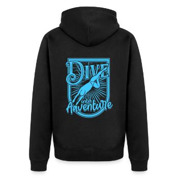 Diver Scuba Diving Diving Dive Into Adventure - Unisex Premium Organic Zip Hoodie - black - Back - Nico (187cm)