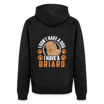 Ich habe einen Briard Berger de Brie - Unisex Premium Bio Zip Hoodie - Schwarz - Hinten - Nico (187cm)
