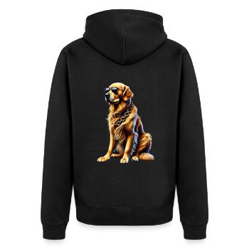 Lustige Golden Retriever Hund Kunst Hundebesitzer - Unisex Premium Bio Zip Hoodie - Schwarz - Hinten - Nico (187cm)