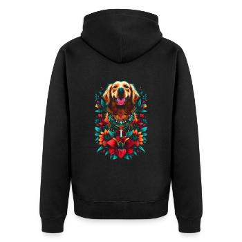 Lustige Golden Retriever Hund Kunst Hundebesitzer - Unisex Premium Bio Zip Hoodie - Schwarz - Hinten - Nico (187cm)