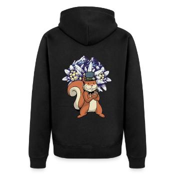 Austria Tyrol Tyrolean Flowers Eichhorn Children - Unisex Premium Organic Zip Hoodie - black - Back - Nico (187cm)