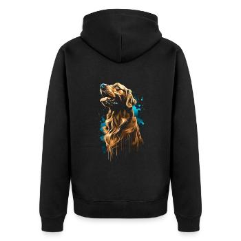 Lustige Golden Retriever Hund Kunst Hundebesitzer - Unisex Premium Bio Zip Hoodie - Schwarz - Hinten - Nico (187cm)