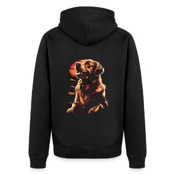 Lustige Golden Retriever Hund Kunst Hundebesitzer - Unisex Premium Bio Zip Hoodie - Schwarz - Hinten - Nico (187cm)