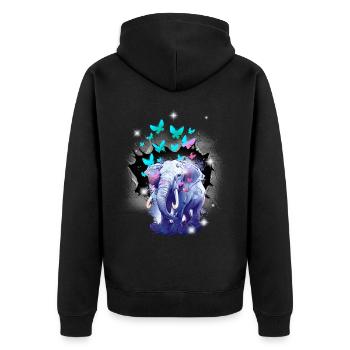 Eléphant Eléphants Papillons Insectes Enfants - Veste à capuche bio Premium Unisexe - noir - Dos - Nico (187cm)