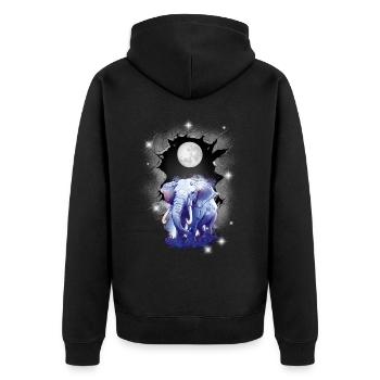 Eléphant Eléphant Pleine Lune Lune Enfants Enfant - Veste à capuche bio Premium Unisexe - noir - Dos - Nico (187cm)