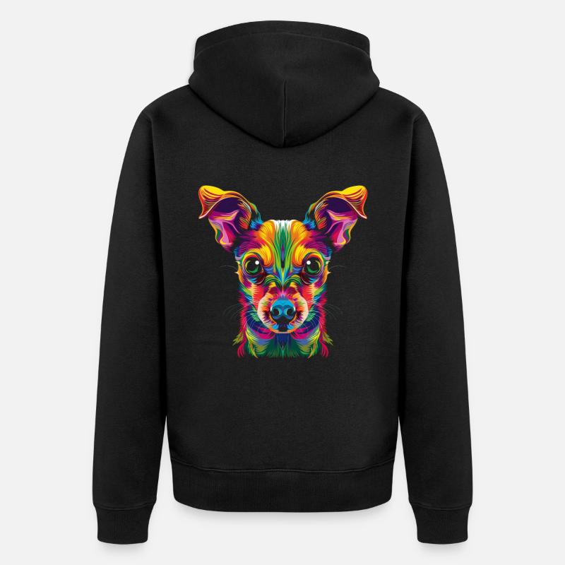 Rat Terrier Chien Popart - Veste à capuche bio Premium Unisexe - noir
