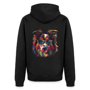 Shetland Sheepdogs Dog Sunglasses Popart - Unisex Premium Organic Zip Hoodie - black - Back - Nico (187cm)