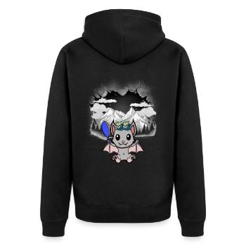 Halloween Chauve-souris Tyrol Beauté Fleurs Enfant - Veste à capuche bio Premium Unisexe - noir - Dos - Nico (187cm)