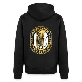 Man kann es nicht einmal schreiben Instrument Euphonist - Unisex Premium Bio Zip Hoodie - Schwarz - Hinten - Nico (187cm)