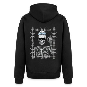 maritime Halloween sailor Moin sailor sailor - Unisex Premium Organic Zip Hoodie - black - Back - Nico (187cm)