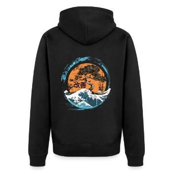 Hiragana Katakana Kaizen-methode Kaizen - Unisex Premium Bio Zip Hoodie - Schwarz - Hinten - Nico (187cm)