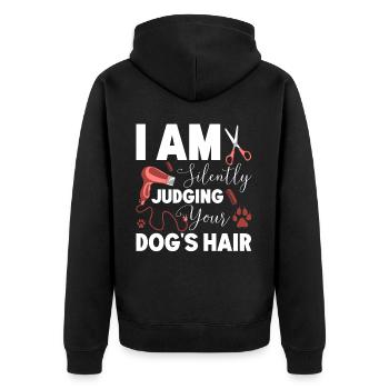Chien Chiot Soins pour animaux de compagnie Salon d’emploi - Veste à capuche bio Premium Unisexe - noir - Dos - Nico (187cm)