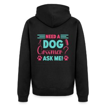 Hundegruamwelpen Haustier -Pflege -Job Salon - Unisex Premium Bio Zip Hoodie - Schwarz - Hinten - Nico (187cm)
