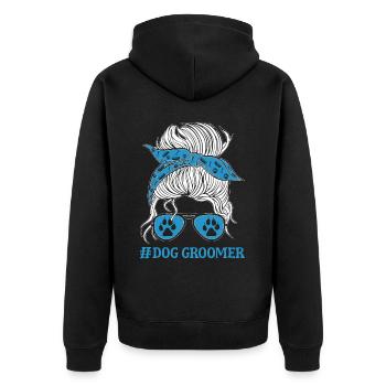 Chien Chiot Soins pour animaux de compagnie Salon d’emploi - Veste à capuche bio Premium Unisexe - noir - Dos - Nico (187cm)