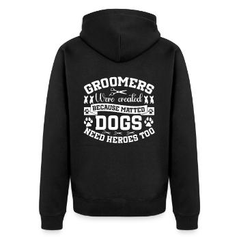 Chien Chiot Soins pour animaux de compagnie Salon d’emploi - Veste à capuche bio Premium Unisexe - noir - Dos - Nico (187cm)