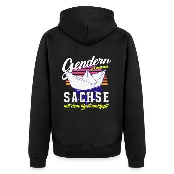 Gendern Tshirt Men Women Funny Funny Saying - Unisex Premium Organic Zip Hoodie - black - Back - Nico (187cm)