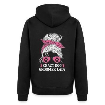 Chien Chiot Soins pour animaux de compagnie Salon d’emploi - Veste à capuche bio Premium Unisexe - noir - Dos - Nico (187cm)