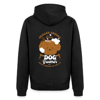 Chien Chiot Soins pour animaux de compagnie Salon d’emploi - Veste à capuche bio Premium Unisexe - noir - Dos - Nico (187cm)