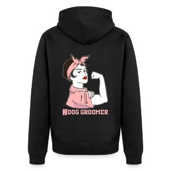 Hundegruamwelpen Haustier -Pflege -Job Salon - Unisex Premium Bio Zip Hoodie - Schwarz - Hinten - Nico (187cm)