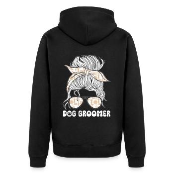 Chien Chiot Soins pour animaux de compagnie Salon d’emploi - Veste à capuche bio Premium Unisexe - noir - Dos - Nico (187cm)