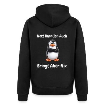 Penguin Tshirt Funny Funny Humor Sarcasm Office - Unisex Premium Organic Zip Hoodie - black - Back - Nico (187cm)