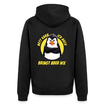 Penguin Tshirt Funny Funny Humor Sarcasm Office - Unisex Premium Organic Zip Hoodie - black - Back - Nico (187cm)