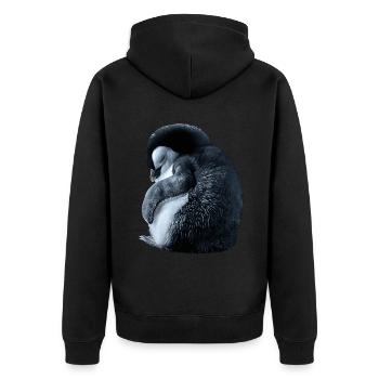 Penguin - Unisex Premium Organic Zip Hoodie - black - Back - Nico (187cm)