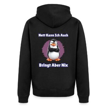 Penguin Tshirt Funny Funny Humor Sarcasm Office - Unisex Premium Organic Zip Hoodie - black - Back - Nico (187cm)