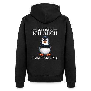 Penguin Tshirt Funny Funny Humor Sarcasm Office - Unisex Premium Organic Zip Hoodie - black - Back - Nico (187cm)
