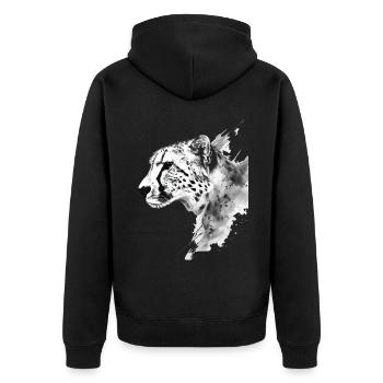 Cheetah - Unisex Premium Organic Zip Hoodie - black - Back - Nico (187cm)