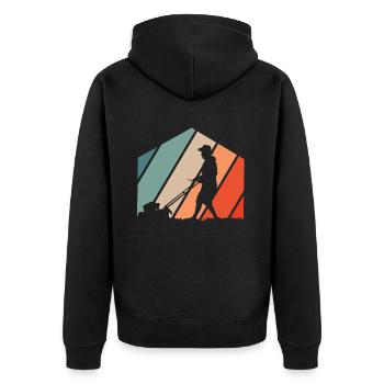 Rasenmäher Mähen - Unisex Premium Bio Zip Hoodie - Schwarz - Hinten - Nico (187cm)
