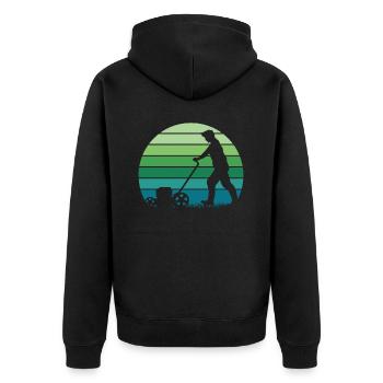 Rasenmäher Mähen - Unisex Premium Bio Zip Hoodie - Schwarz - Hinten - Nico (187cm)