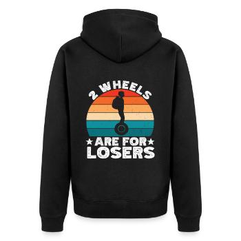 EUC Monowheel - Unisex Premium Organic Zip Hoodie - black - Back - Nico (187cm)