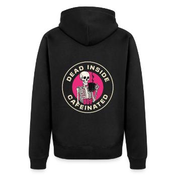 Coffee Halloween Skeleton Coffee Lover Saying - Unisex Premium Organic Zip Hoodie - black - Back - Nico (187cm)