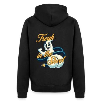 Freak In The Sheet Funny Ghost Design - Unisex Premium Organic Zip Hoodie - black - Back - Nico (187cm)