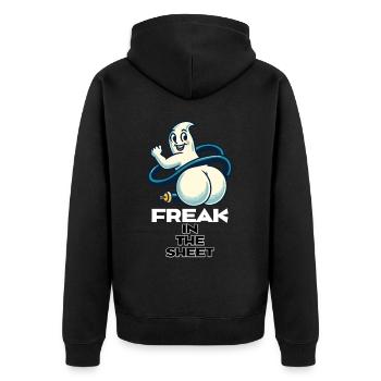 Freak sous la feuille drôle de conception fantôme - Veste à capuche bio Premium Unisexe - noir - Dos - Nico (187cm)