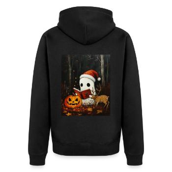 Halloween Gift Ghost with Christmas Hat Decoration - Unisex Premium Organic Zip Hoodie - black - Back - Nico (187cm)