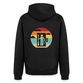 Retro Reparatur Inspektor Techniker Aufzug - Unisex Premium Bio Zip Hoodie - Schwarz - Hinten - Nico (187cm)