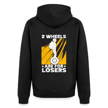 EUC Monowheel - Unisex Premium Bio Zip Hoodie - Schwarz - Hinten - Nico (187cm)