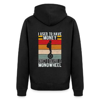 EUC Monowheel - Unisex Premium Bio Zip Hoodie - Schwarz - Hinten - Nico (187cm)