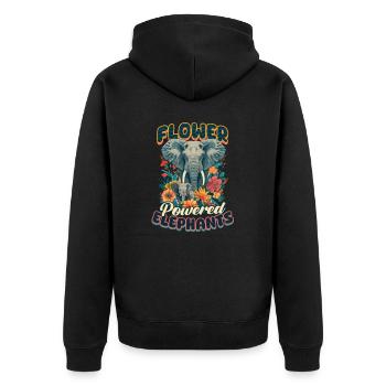 Elefantenblüten Elefanten - Unisex Premium Bio Zip Hoodie - Schwarz - Hinten - Nico (187cm)
