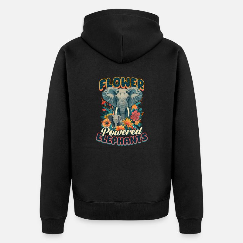 Éléphants à fleurs d’éléphant - Veste à capuche bio Premium Unisexe - noir