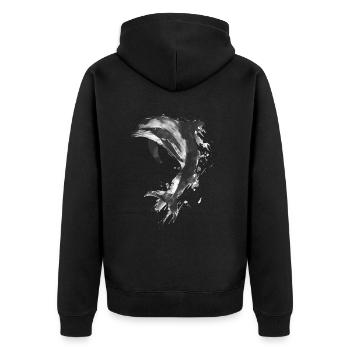 Delphin - Unisex Premium Bio Zip Hoodie - Schwarz - Hinten - Nico (187cm)