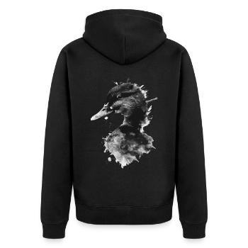 Ente - Unisex Premium Bio Zip Hoodie - Schwarz - Hinten - Nico (187cm)
