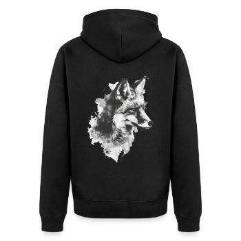 Fuchs - Unisex Premium Bio Zip Hoodie - Schwarz - Hinten - Nico (187cm)