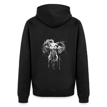 Elefant - Unisex Premium Bio Zip Hoodie - Schwarz - Hinten - Nico (187cm)
