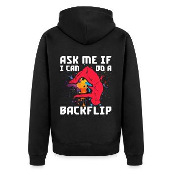 Backflip Salto Acrobatics Parkour Gymnastics Gift - Unisex Premium Organic Zip Hoodie - black - Back - Nico (187cm)