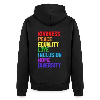 Gleichheit LGBTQ Rainbow Flag LGBTQ Stolz - Unisex Premium Bio Zip Hoodie - Schwarz - Hinten - Nico (187cm)