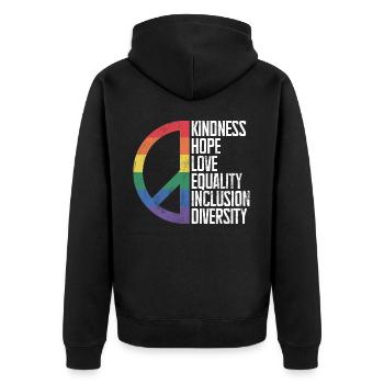 Gleichheit LGBTQ Rainbow Flag LGBTQ Stolz - Unisex Premium Bio Zip Hoodie - Schwarz - Hinten - Nico (187cm)