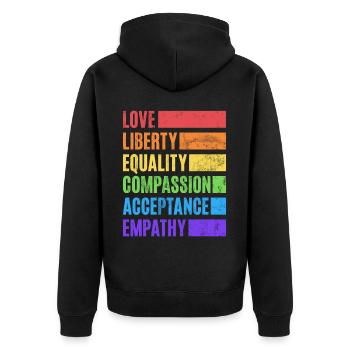 Gleichheit LGBTQ Rainbow Flag LGBTQ Stolz - Unisex Premium Bio Zip Hoodie - Schwarz - Hinten - Nico (187cm)